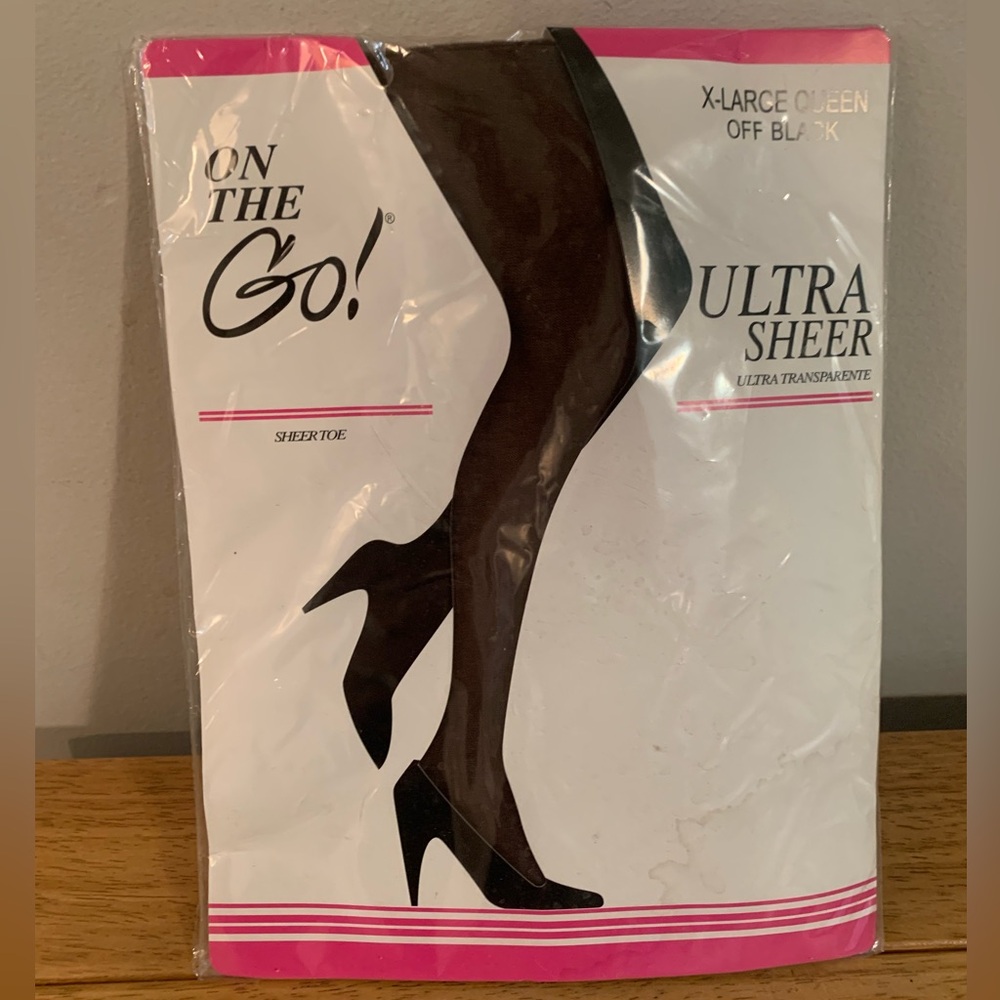 On The Go Ultra Sheer Pantyhose X-Large Queen Off Sheer Toe  New